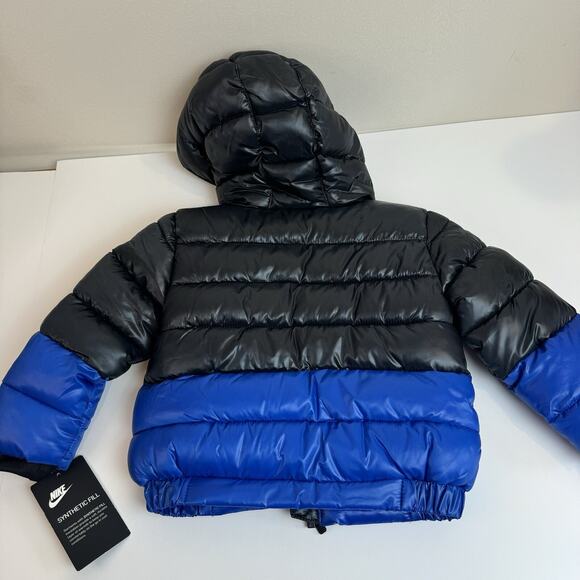 NWT NIKE Full-Zip Puffer Jacket Sz 18 Months Winter Coat Black Blue Warm Cozy - Picture 6 of 8